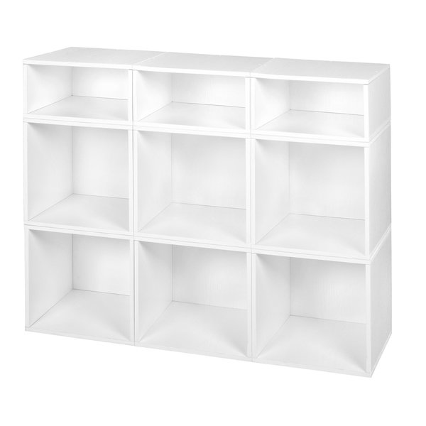 Regency Niche Cubo Storage Organizer Open Bookshelf Set- 6 Full Cubes/3 Half Cubes- White Wood Grain PC6F3HWH